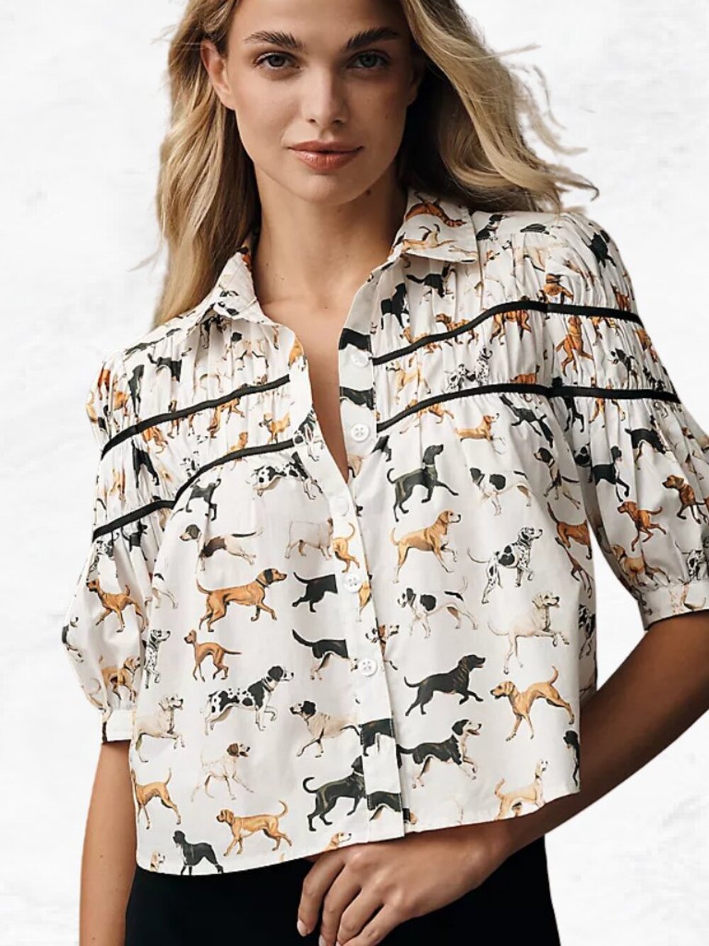 Maeve The Leandra Shirred Yoke Blouse